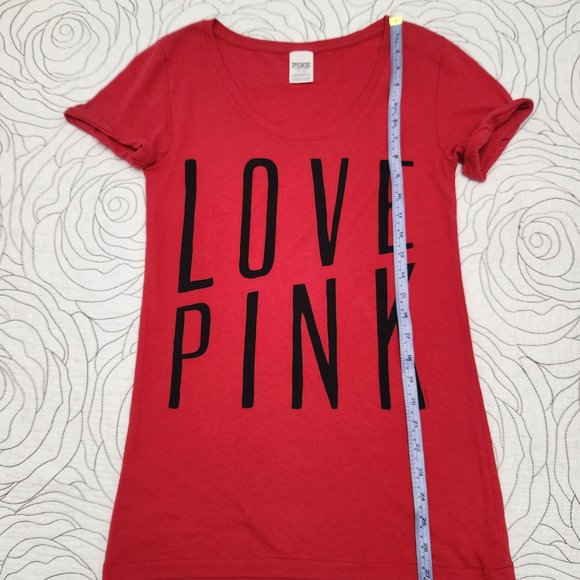[M] Red/Pink "Love Pink" PINK Victoria's Secret Tee - Picture 2 of 7